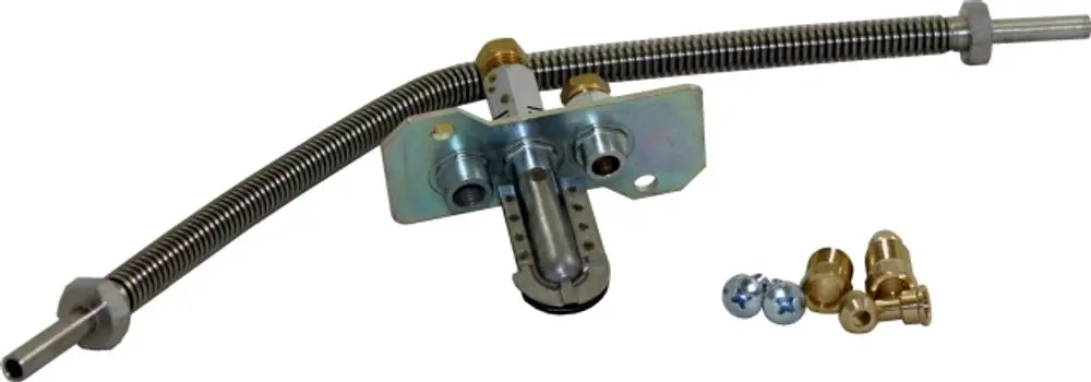 Zündbrenner für Wolf NG-2P, bestehend aus einem Metallgehäuse mit einer flexiblen Leitung und verschiedenen Anschlüssen zur Installation.